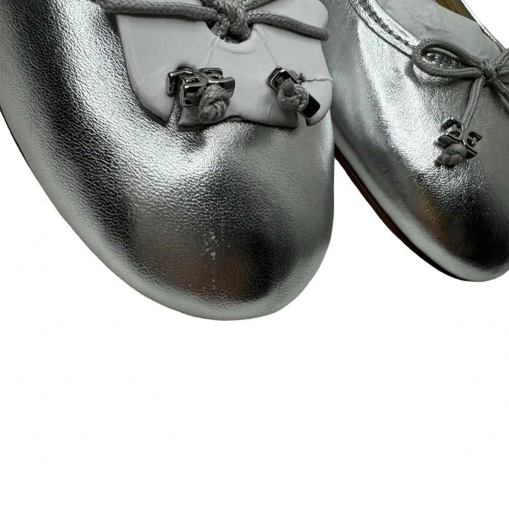 Sam Edelman Felicia Luxe Ballet Flat in Soft Silver Leather 6.5